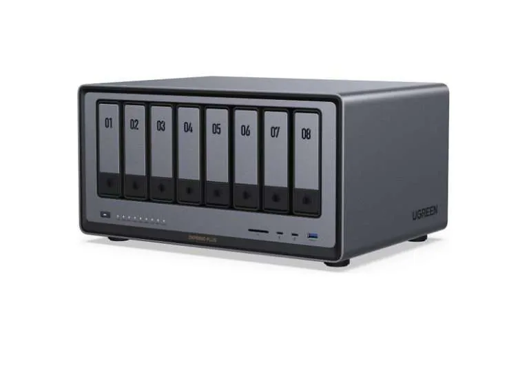 UGREEN NASync DXP8800Plus 8-Bay Network Attached Storage - CM755 Intel Core i5 1235U, 8GB DDR5 RAM (Up to 64GB Support), 128GB SSD (Up to 160TB Support), UGOS Pro, Supported Drive: 8×2.5-inch/3.5-inch SATA Hard Drive, 2×M.2 NVMe 2280 SSD - UG-35125B