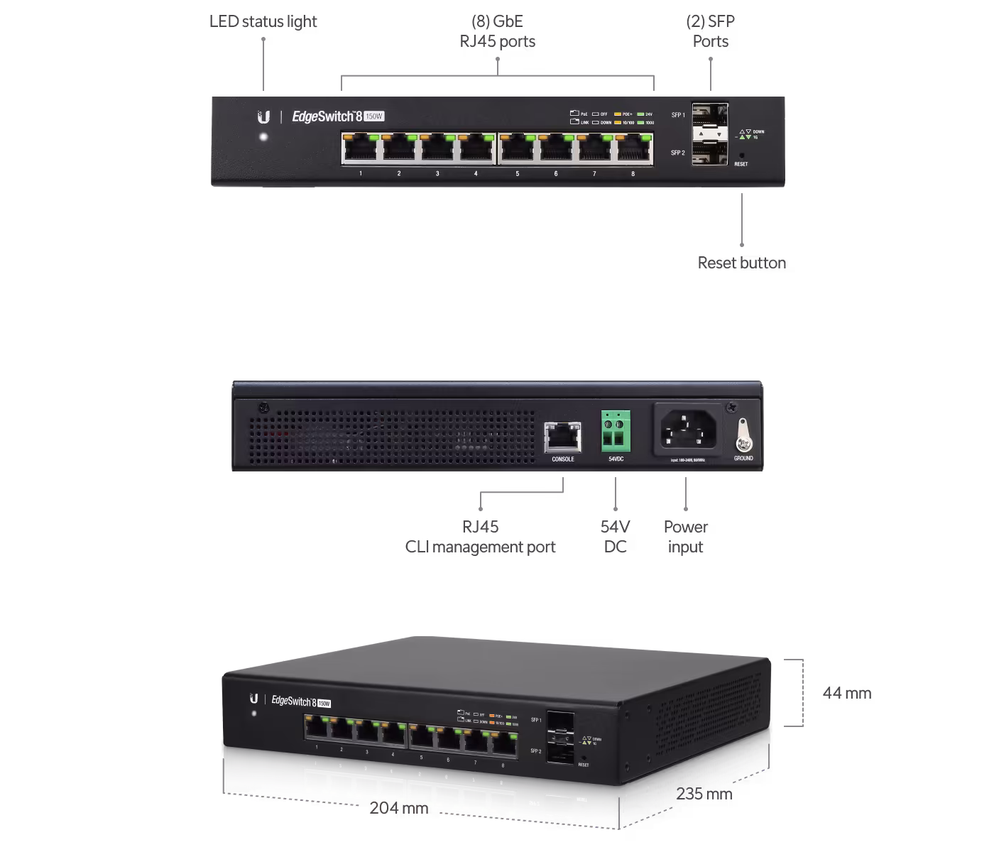 Ubiquiti EdgeSwitch 8 ports 150W | ES-8-150W