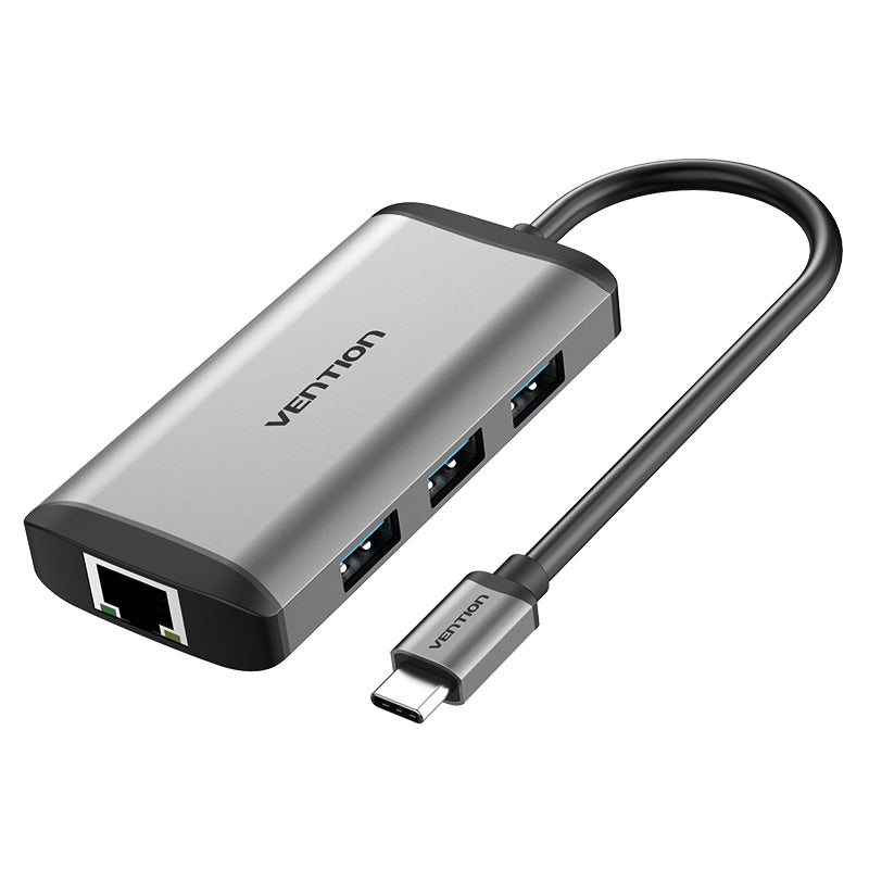 Vention USB C Multi-function 6 in 1 Docking Station (HDMI/USB 3.0×3/RJ45/PD up to 87W) 0.5m Gray - CNCHB
