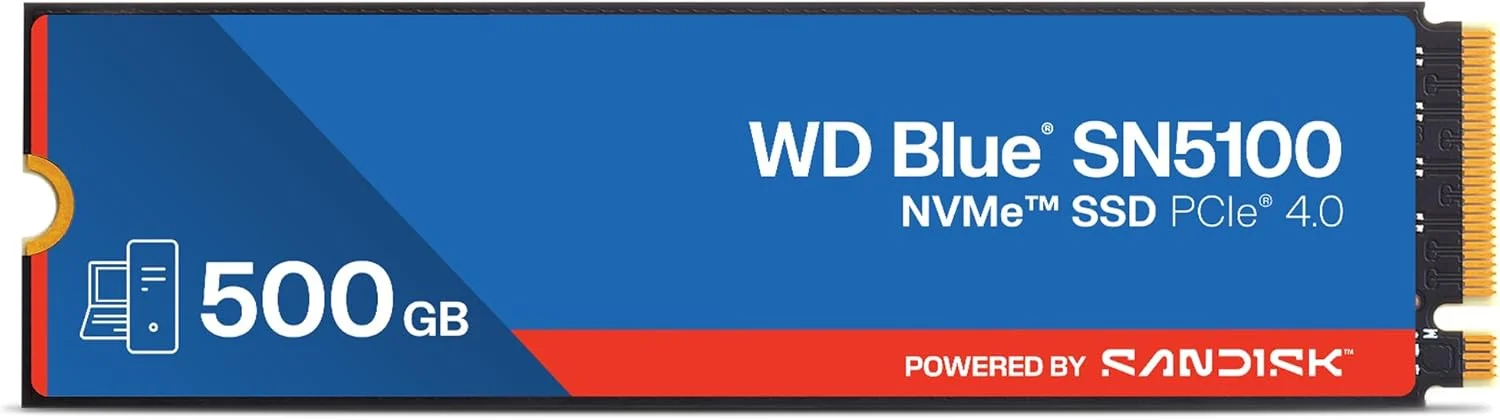 WD Blue SN5100 Internal SSD NVMe | 500GB M.2 2280 | PCIe Gen4 | Sequential read up to 3500MB/s  - WDS500G5B0E