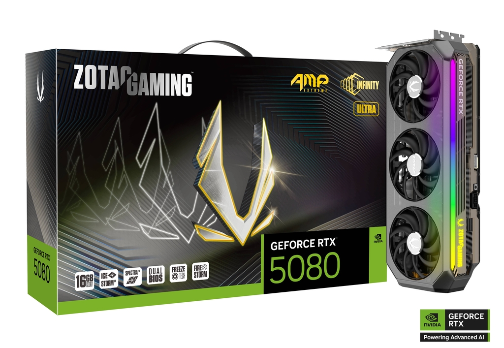 ZOTAC GAMING GeForce RTX 5080 AMP Extreme INFINITY ULTRA 16GB GDDR7 Graphics Card, Display Outputs: 3 x DisplayPort 2.1b, 1 x HDMI 2.1 - ZT-B50800BU-10P